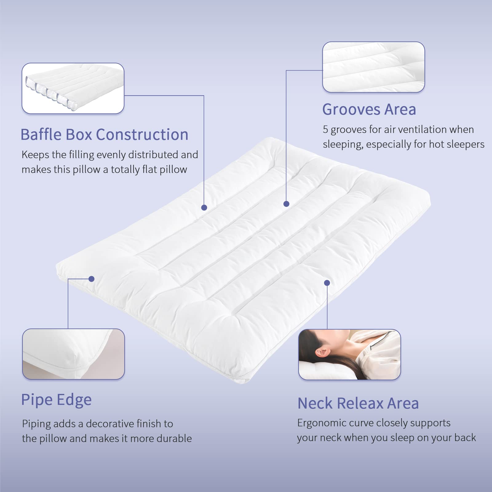 ROYALAY pillow next to ruler showing 2.5 inch height for clear size comparison