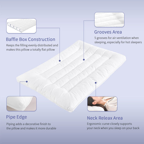 ROYALAY pillow next to ruler showing 2.5 inch height for clear size comparison