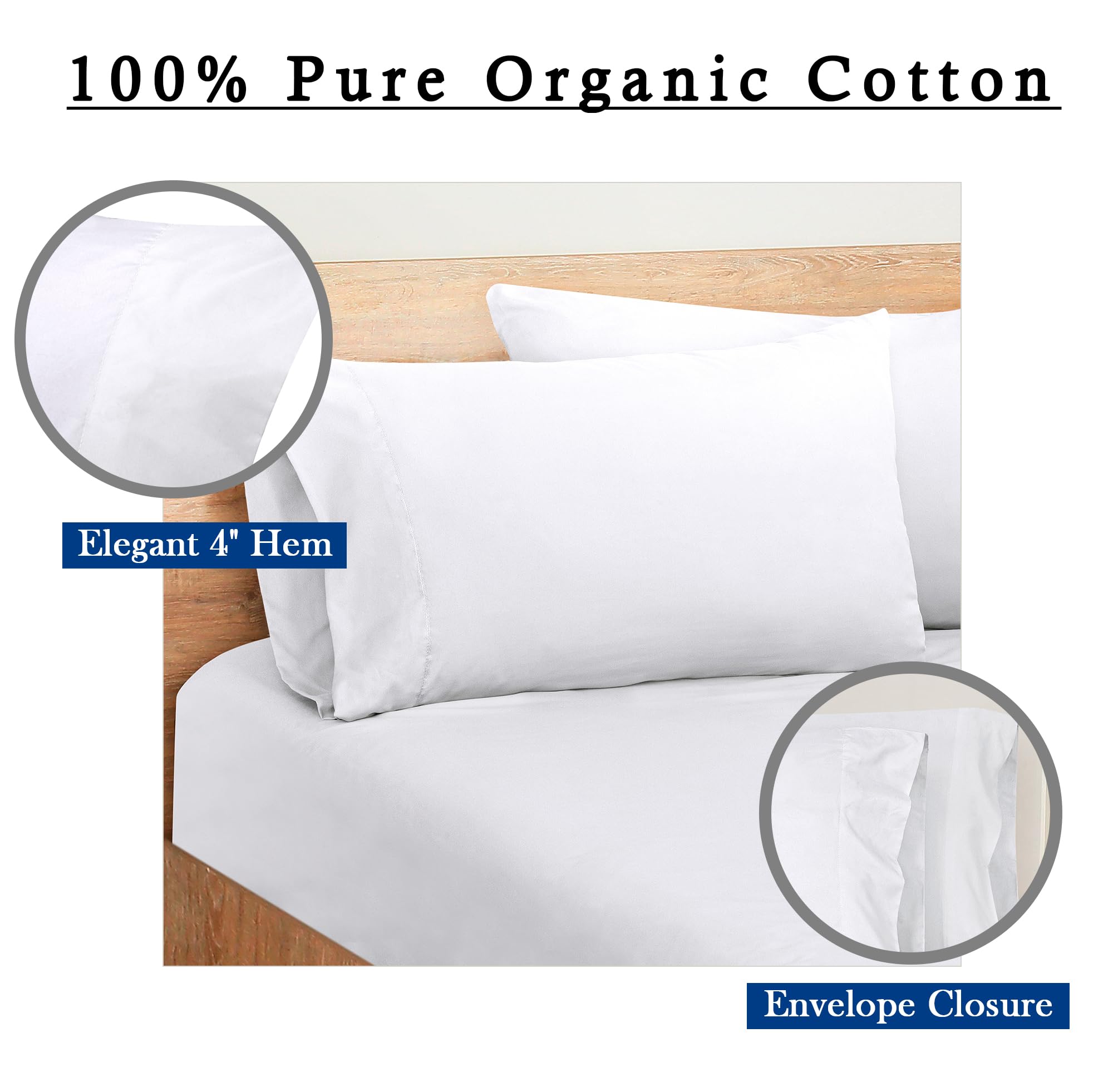 Royale Linens pillowcases styled on bed, hotel-quality neat appearance