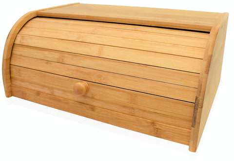 RoyalHouse front view showing bamboo bread box and neat countertop storage benefit