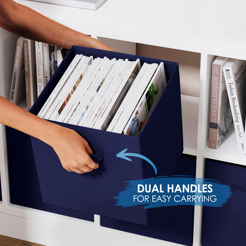 Royexe cube placed inside shelving unit showing tidy shelf organization