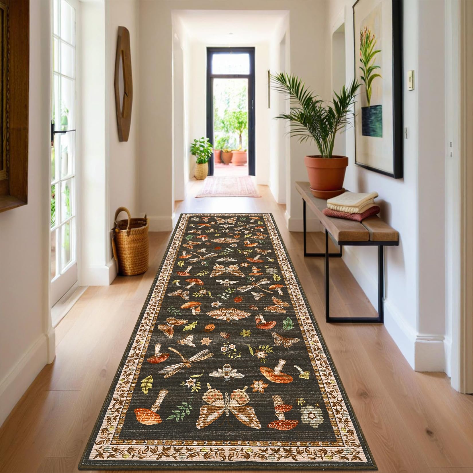 ROYHOME runner laid in hallway showing non-slip placement and visual appeal