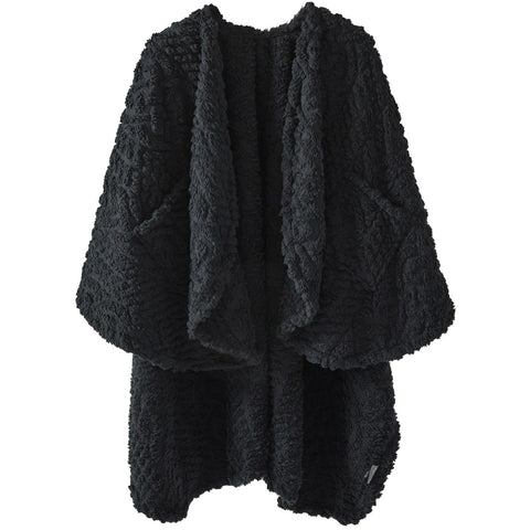 Royoliving front view wearable blanket shows full cape fit and comfort