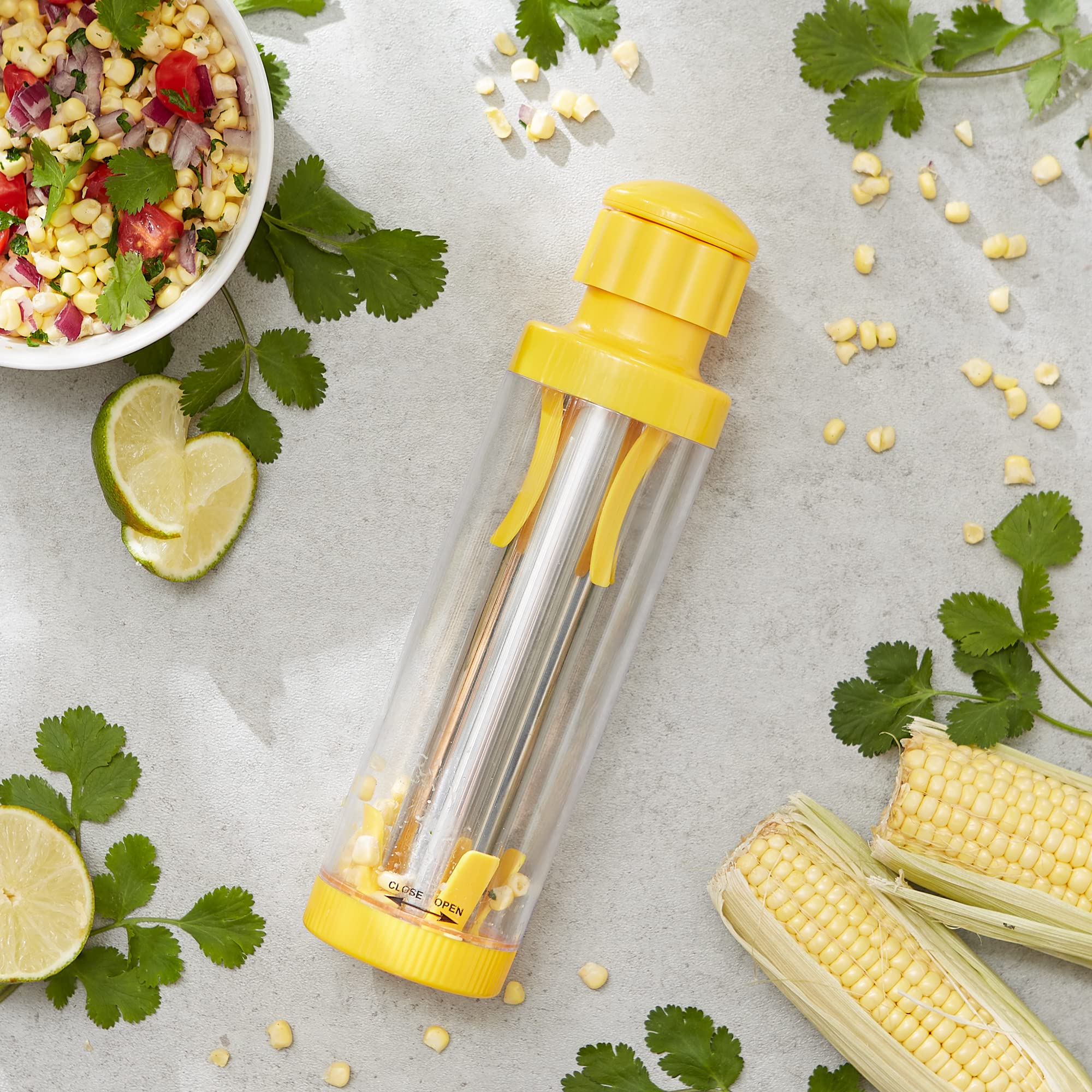 RSVP International collection chamber filled with kernels showing no-mess benefit