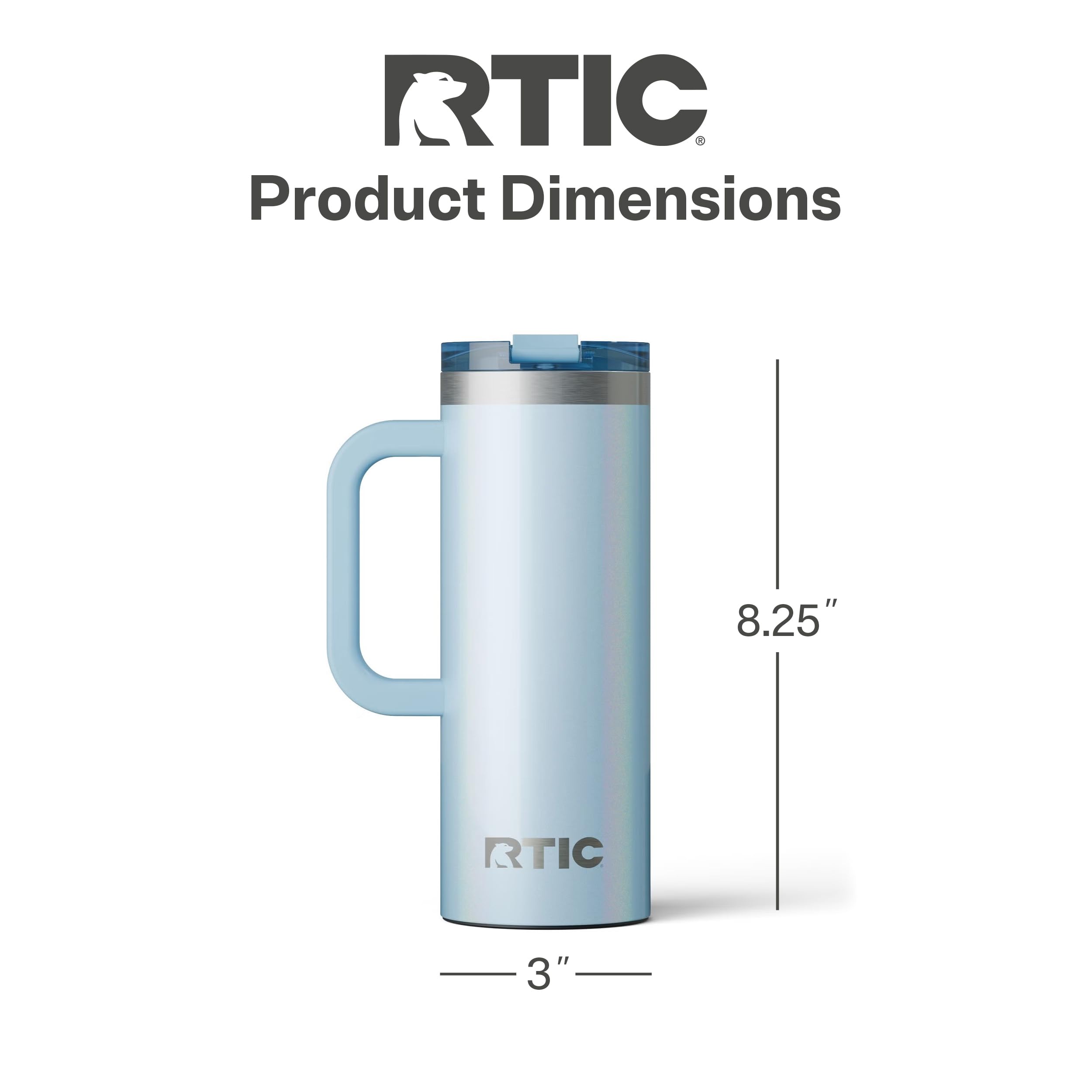 RTIC mug held by comfortable handle demonstrating secure one-handed carry
