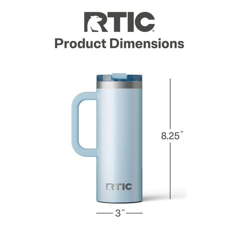 RTIC mug held by comfortable handle demonstrating secure one-handed carry