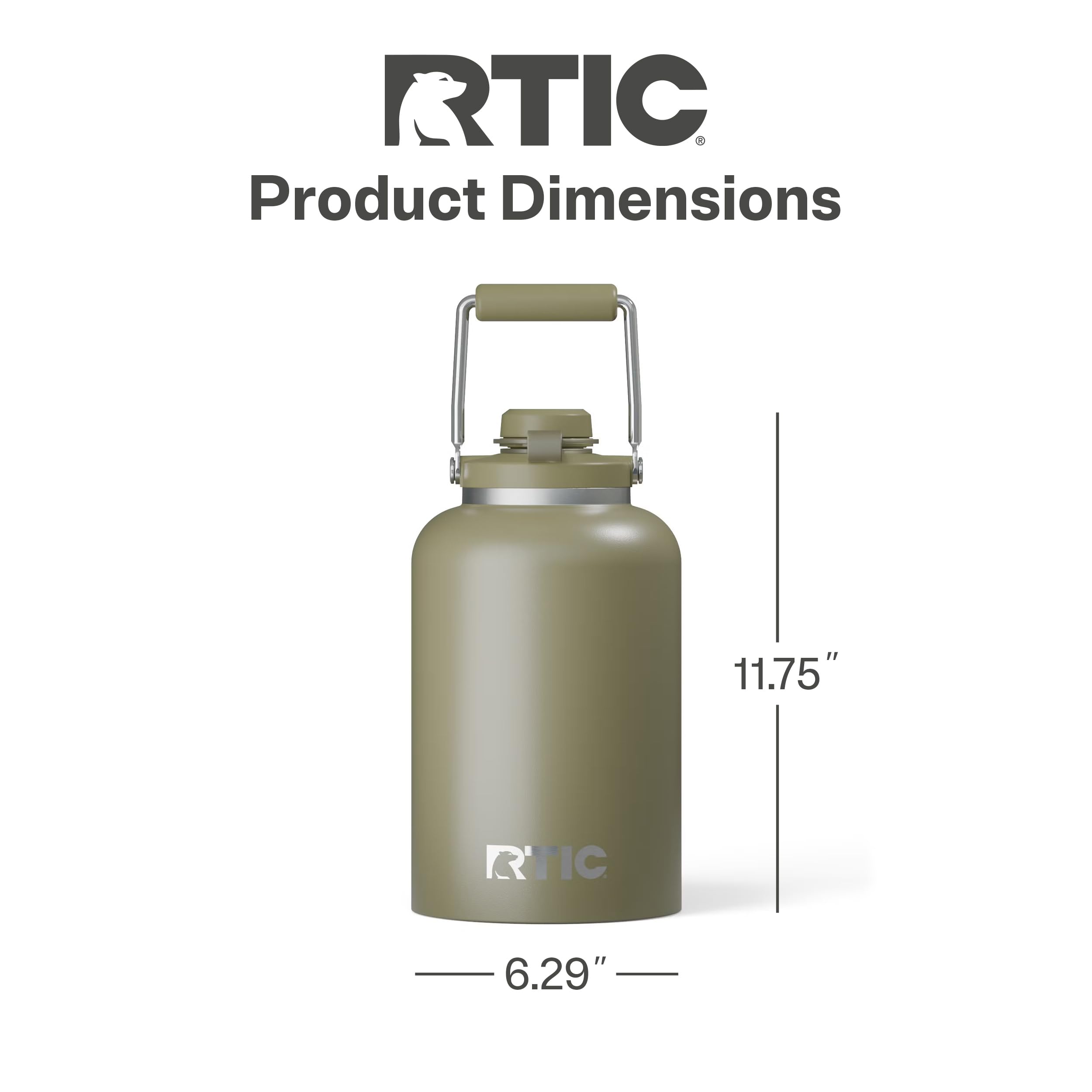 RTIC Outback Jug olive lid and handle detail for secure grip and leak prevention
