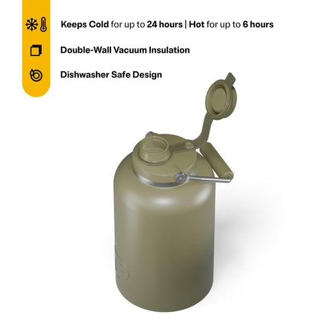 RTIC Outback Jug olive wide mouth open for easy filling and ice insertion benefit