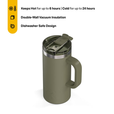 RTIC ceramic-lined interior close-up preserving beverage flavor and preventing metallic taste