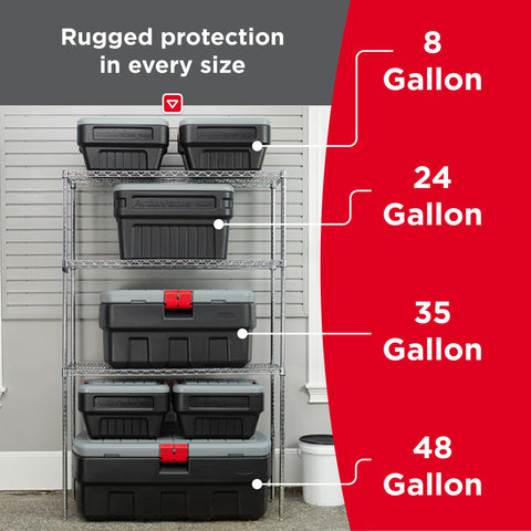 Rubbermaid Action Packer stacked with other totes benefit: space-saving storage