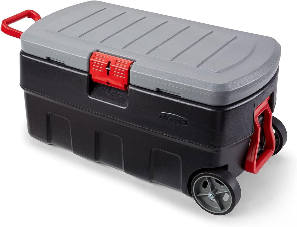 Rubbermaid ActionPacker front view showing rugged box and durable lid for secure storage
