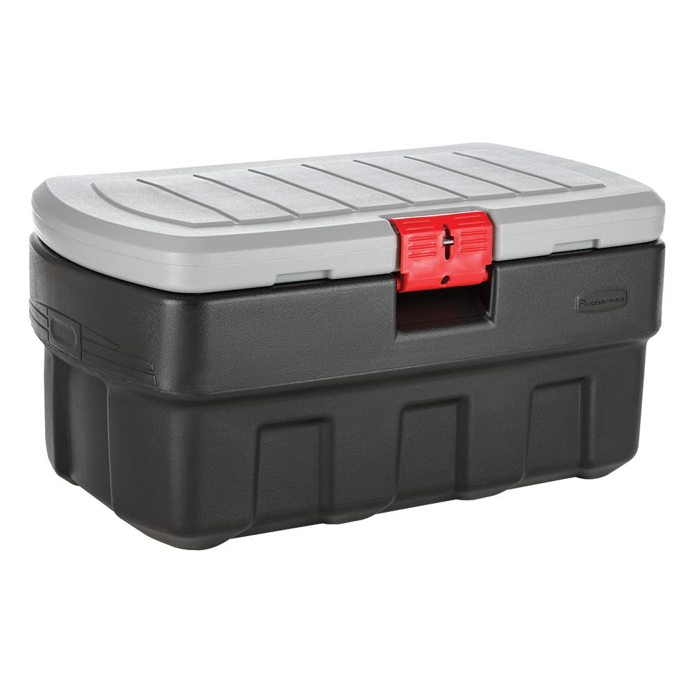 Rubbermaid ActionPacker front view showing rugged build and secure storage benefit