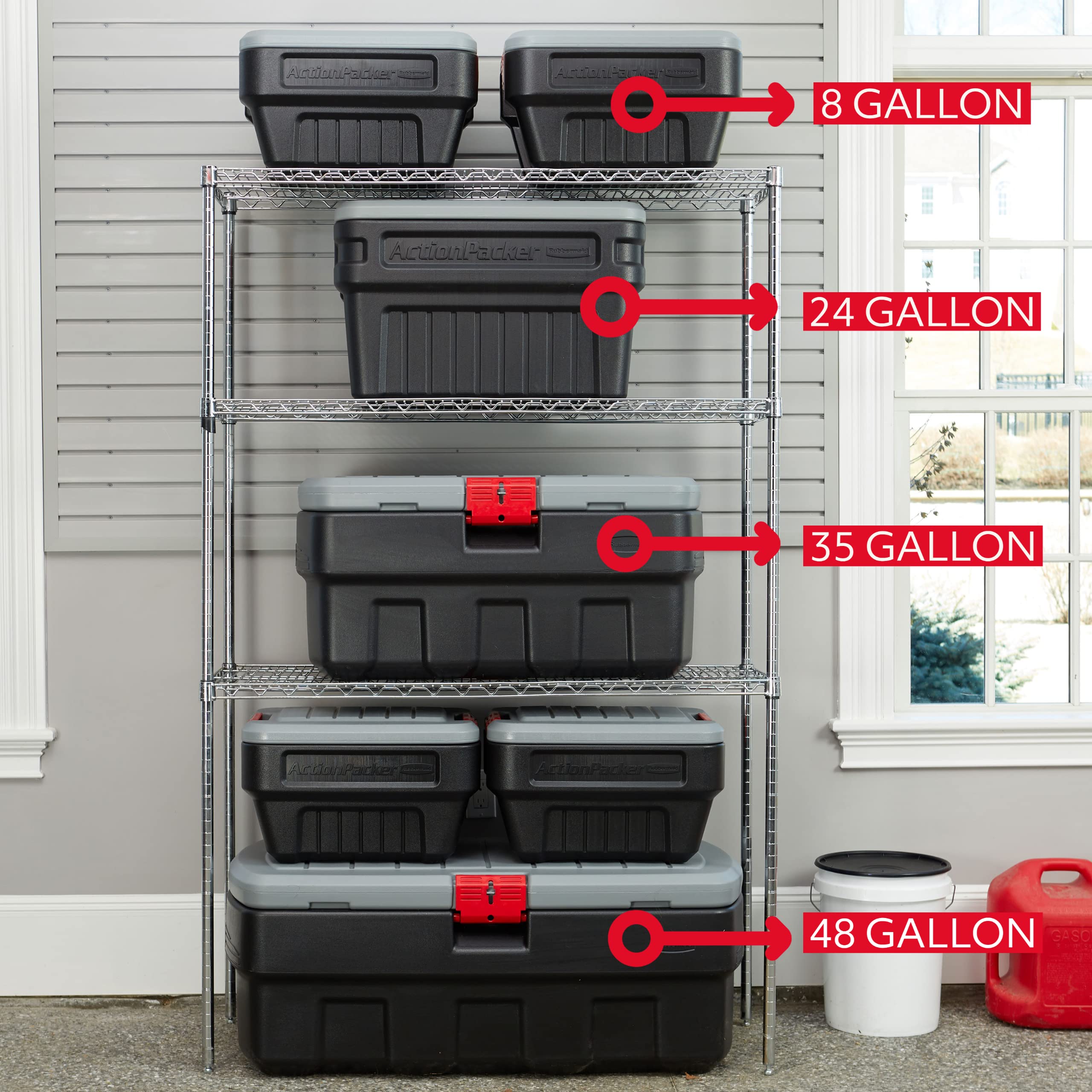 Rubbermaid ActionPacker on campsite with gear showing outdoor durability benefit