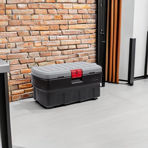 Rubbermaid ActionPacker stacked boxes illustrating stable stacking and space efficiency