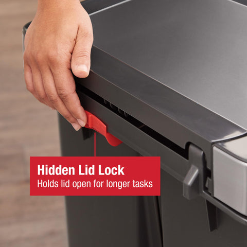 Rubbermaid flared base showing stability on kitchen floor