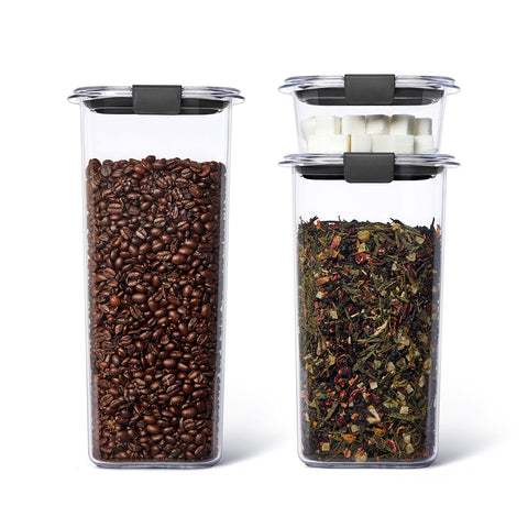 Rubbermaid Brilliance front packaging showing clear containers and lids for easy identification