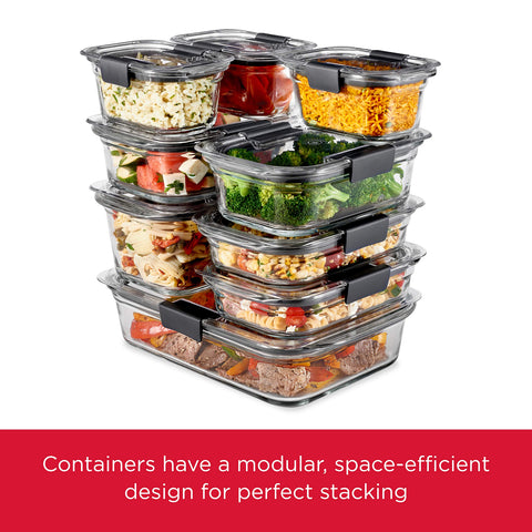 Rubbermaid Brilliance containers packed for meal prep showing portable, airtight convenience