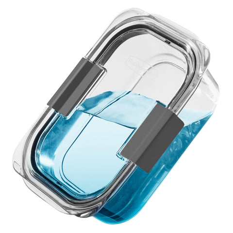 Rubbermaid Brilliance lid vent open in microwave to demonstrate safe reheating and reduced splatter
