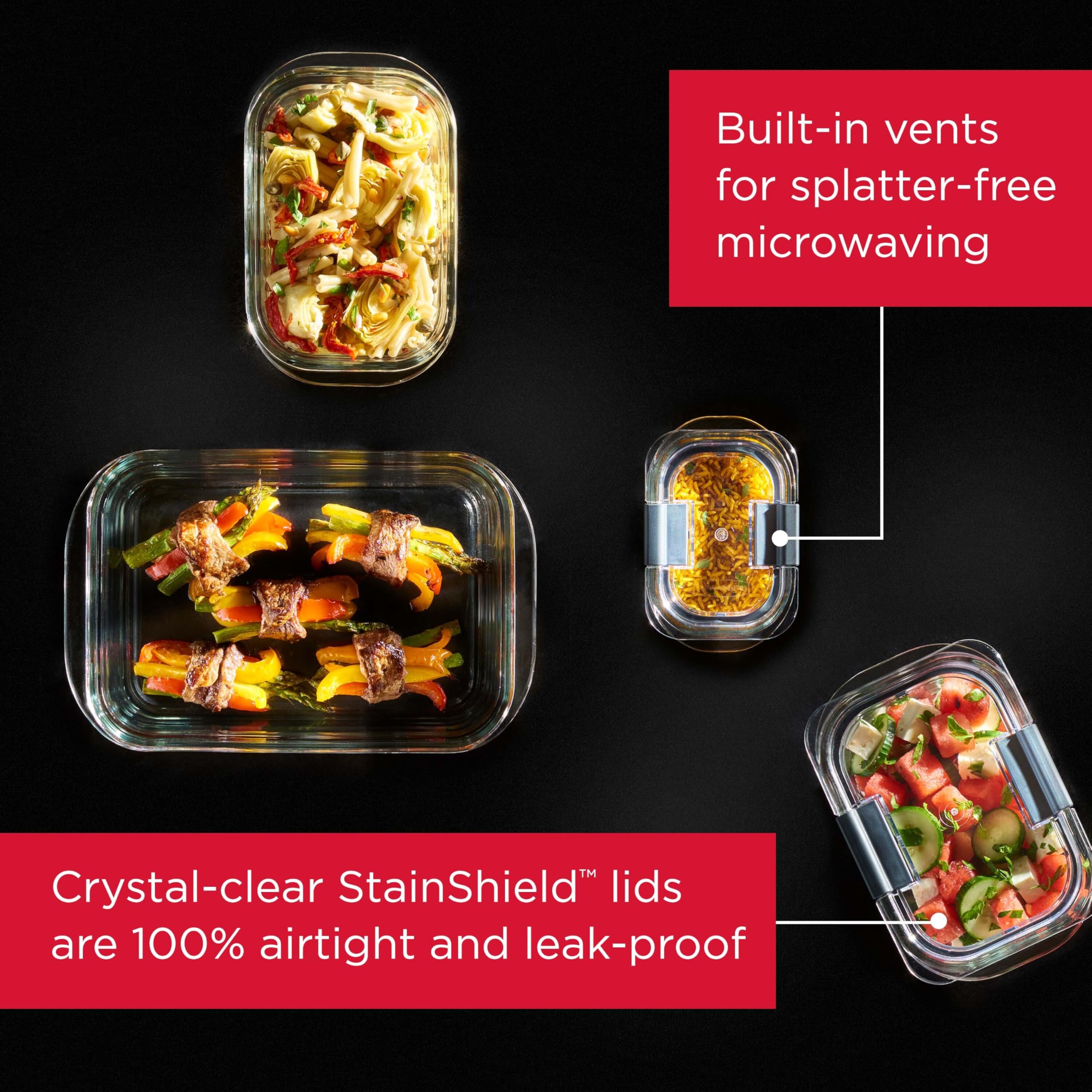 Rubbermaid Brilliance size comparison with bowls displayed for meal-prep versatility