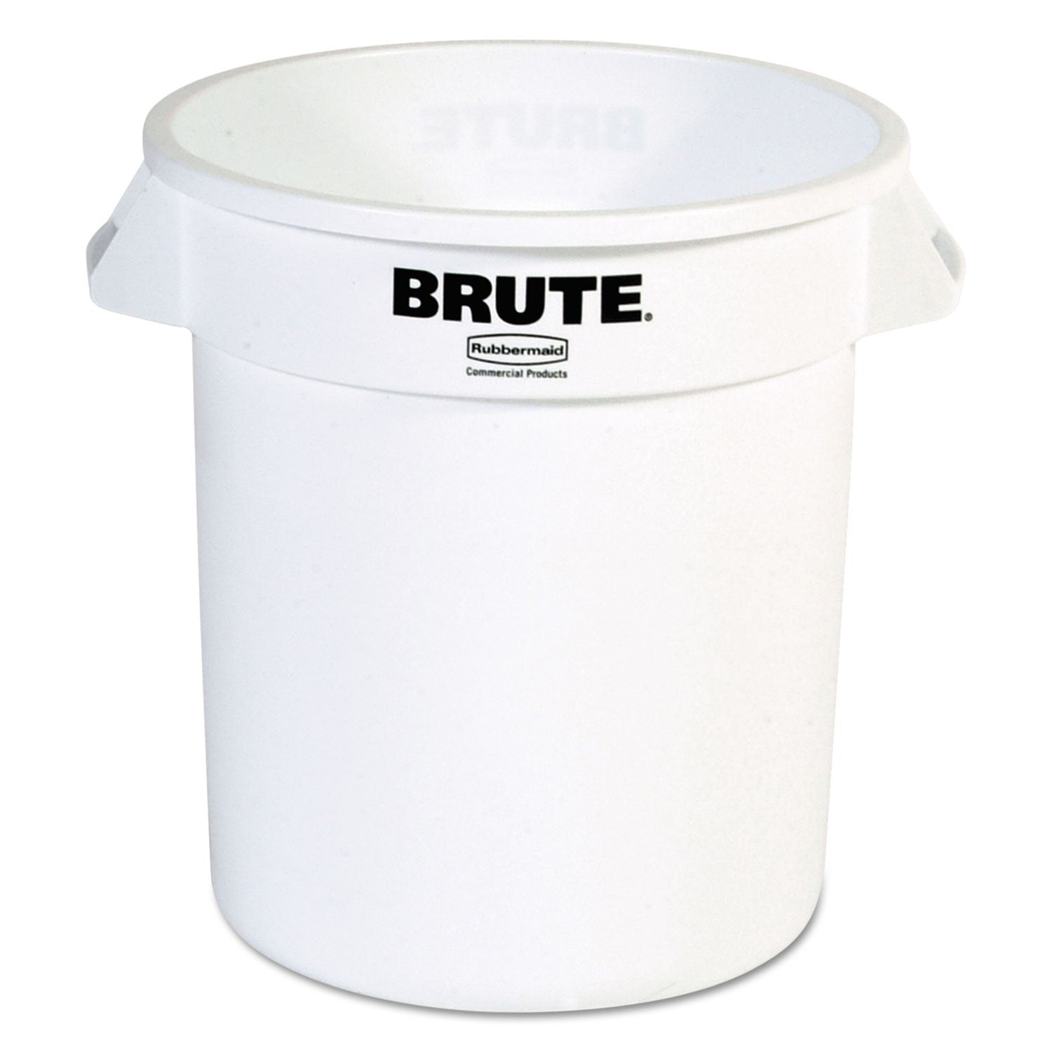 Rubbermaid BRUTE front view showing sturdy design and easy-clean benefit