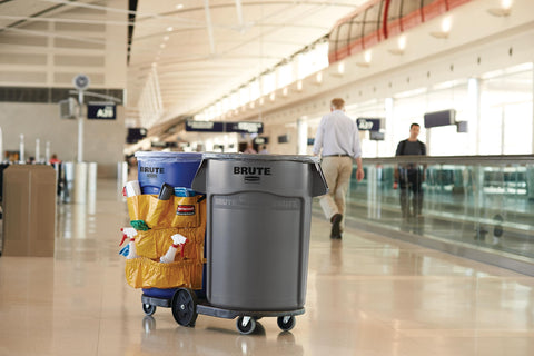 Rubbermaid BRUTE nested stack showing compact storage and efficient transport