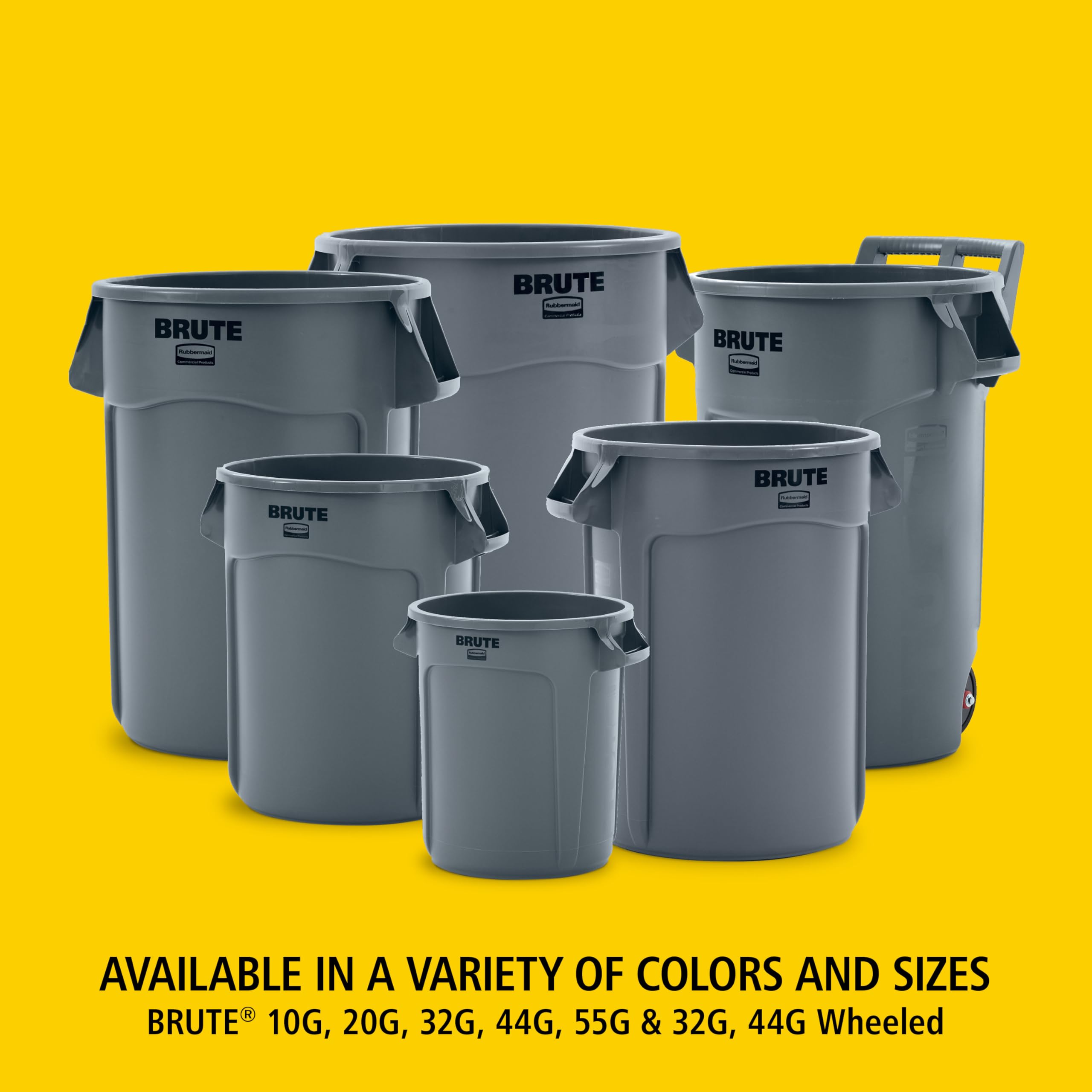 Rubbermaid BRUTE on outdoor landscape site built to withstand weather