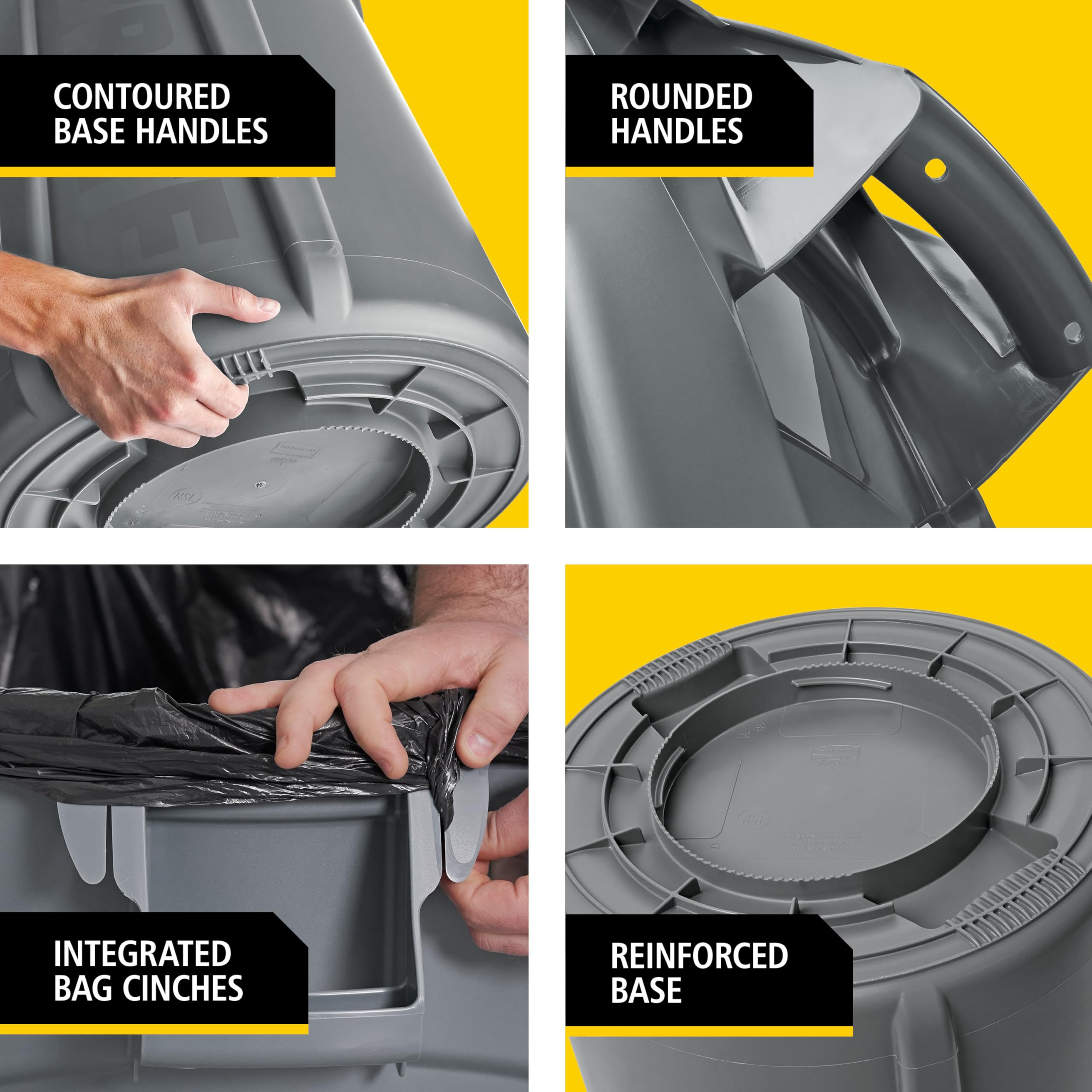 Rubbermaid BRUTE rim structure close-up resisting crushing and impacts