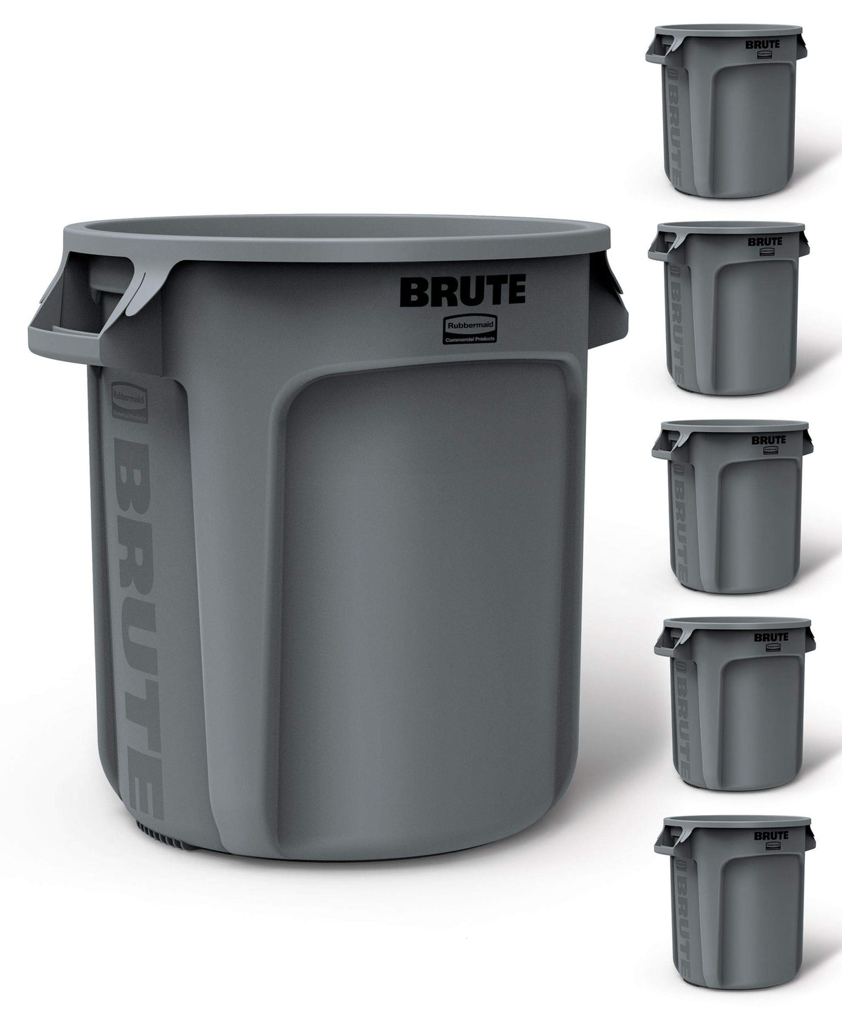 Rubbermaid BRUTE front view showing round 10-gallon can and durable finish