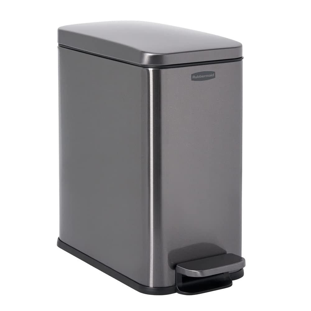 Rubbermaid front view showing slim footprint and tidy placement