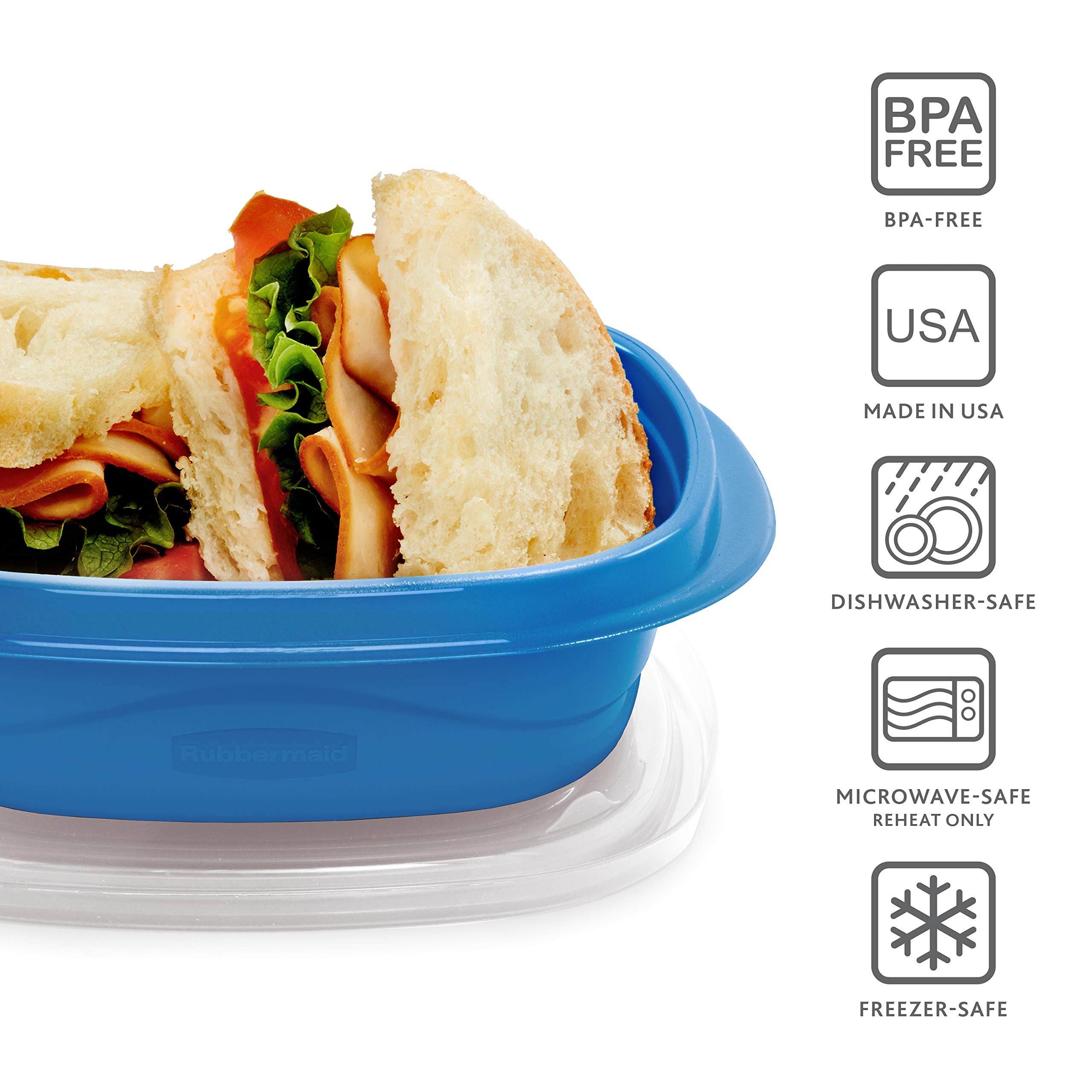 Rubbermaid clear ridged lids stacked neatly to save fridge and cabinet space