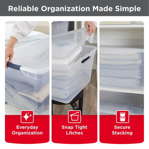 Rubbermaid Cleverstore clear side view revealing contents for quick retrieval