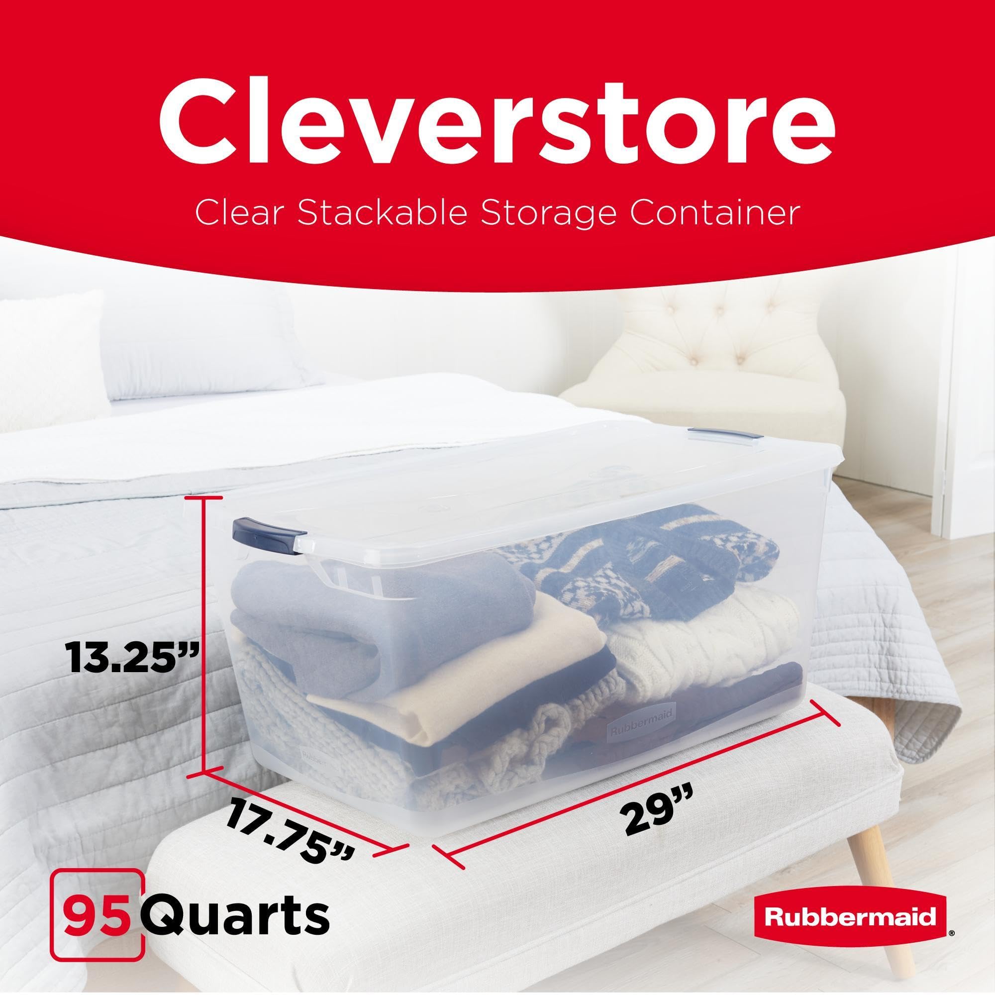 Rubbermaid Cleverstore closeup of latching lid highlighting secure snap fit