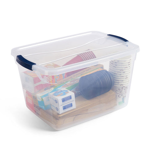 Rubbermaid Cleverstore stacked on shelves maximizing vertical storage space