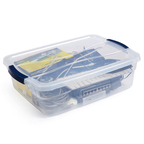Rubbermaid Cleverstore recessed lid close-up for stable stacking and space saving