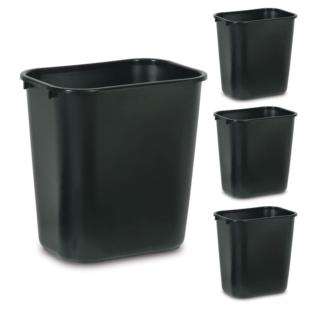 Rubbermaid Commercial front view showing sleek black deskside convenience