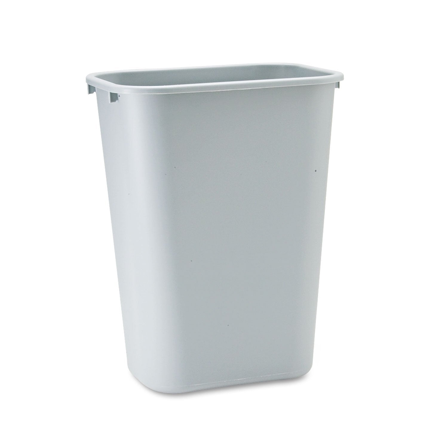 Rubbermaid Commercial front view wastebasket showing compact fit and easy access