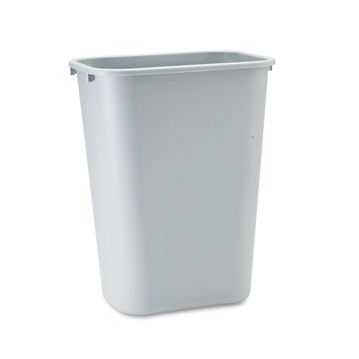 Rubbermaid Commercial front view wastebasket showing compact fit and easy access