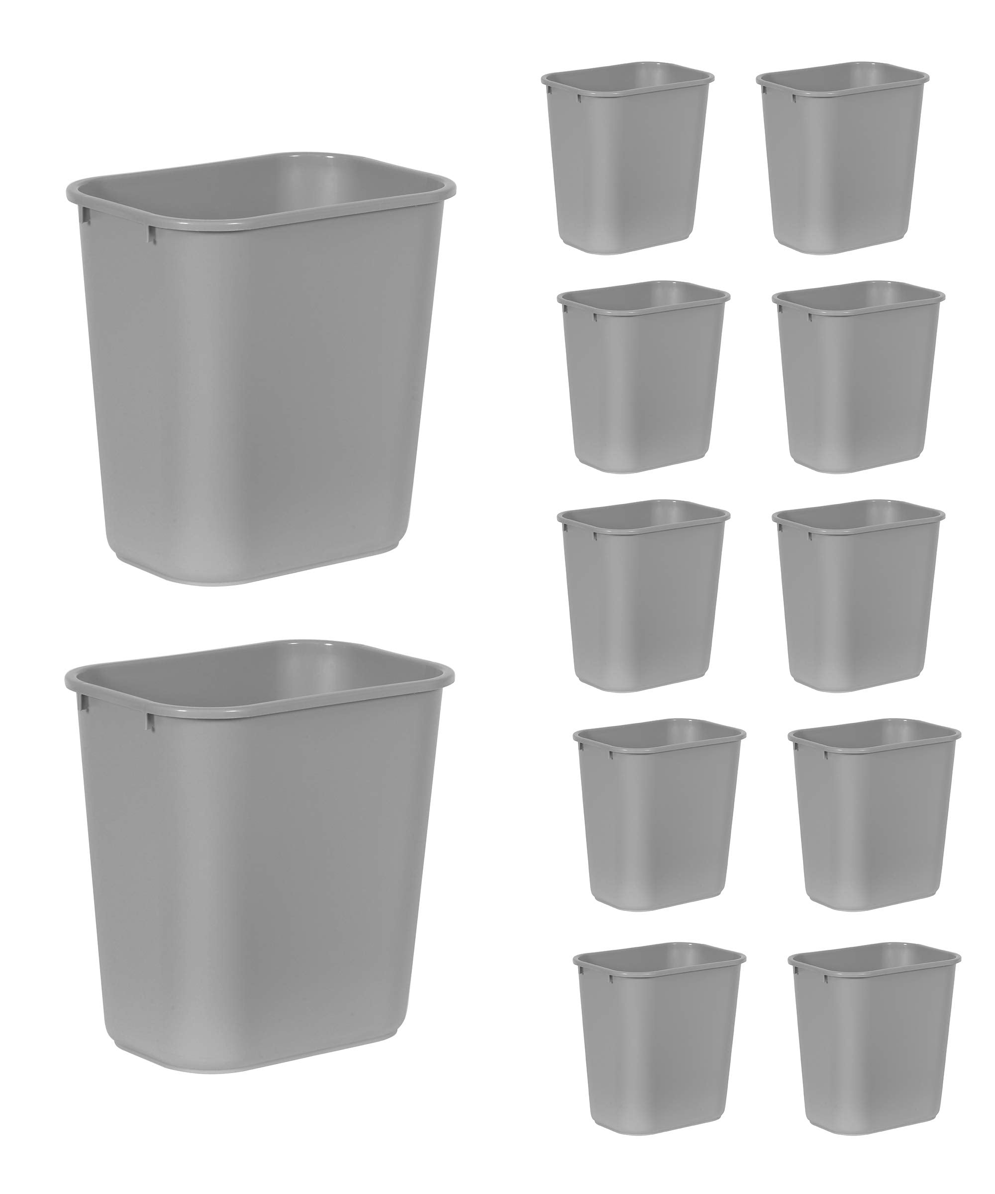 Rubbermaid Commercial front view wastebasket showing compact profile and organized look