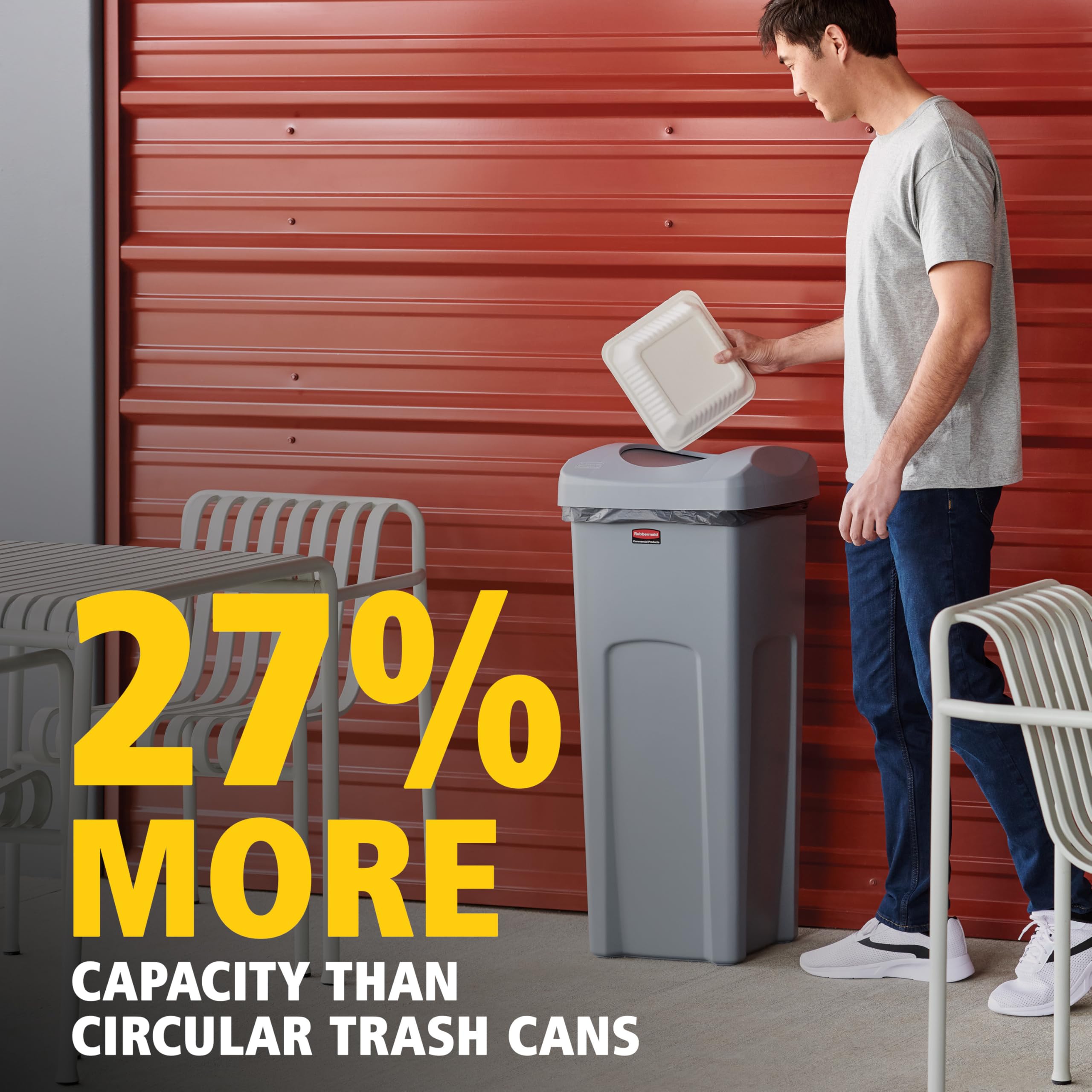 Rubbermaid Commercial interior with secured liner demonstrating integrated cinch benefit