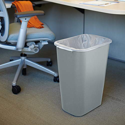 Rubbermaid Commercial close-up of nested cans for space-saving storage and transport