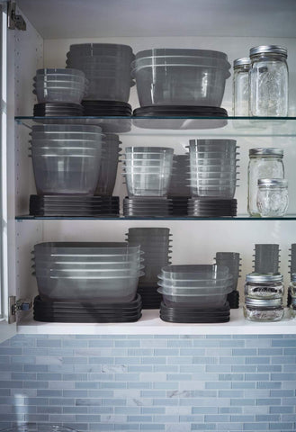 Rubbermaid pieces on top-rack dishwasher showing easy cleaning