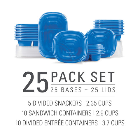 Rubbermaid divided entrée container close-up keeping foods separated for freshness