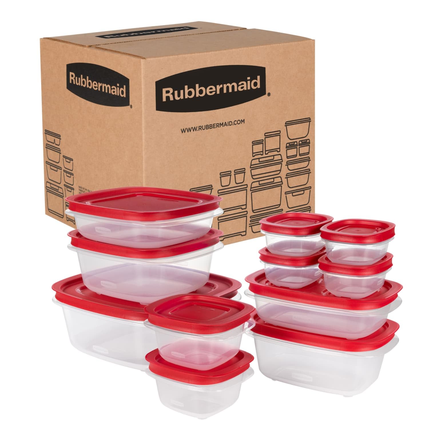 Rubbermaid front view of full 22-piece set showing organization benefit