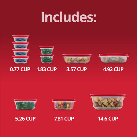 Rubbermaid lineup of sizes showing versatile portioning and organization benefit