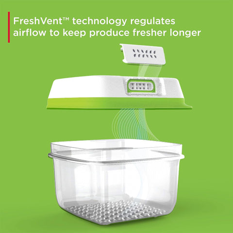 Rubbermaid elevated base close-up showing airflow advantage for produce