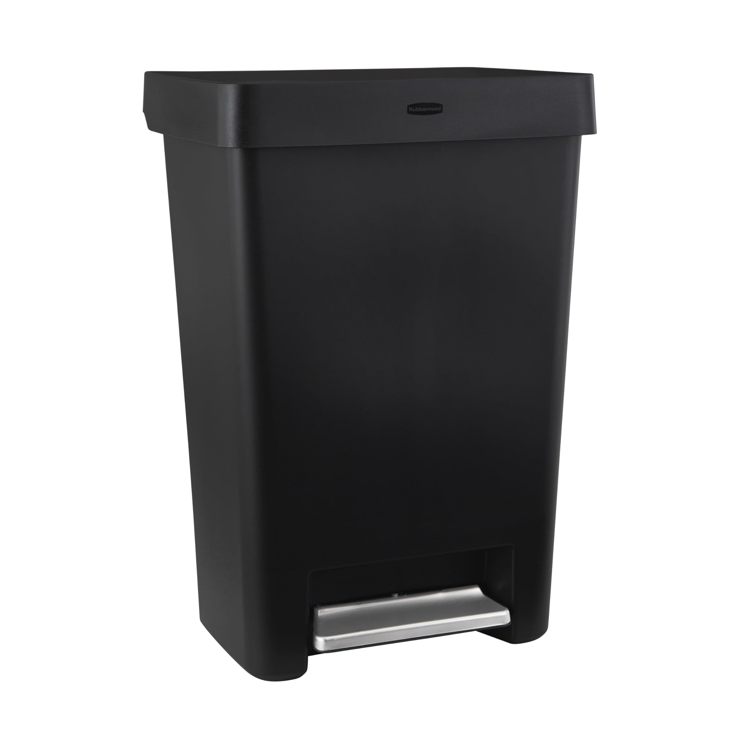 Rubbermaid front view showing sleek black body and modern styling benefit: complements kitchen decor