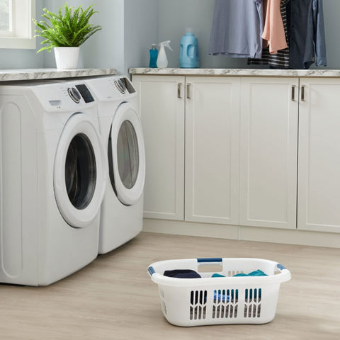 Rubbermaid in bathroom holding towels to show practical household use
