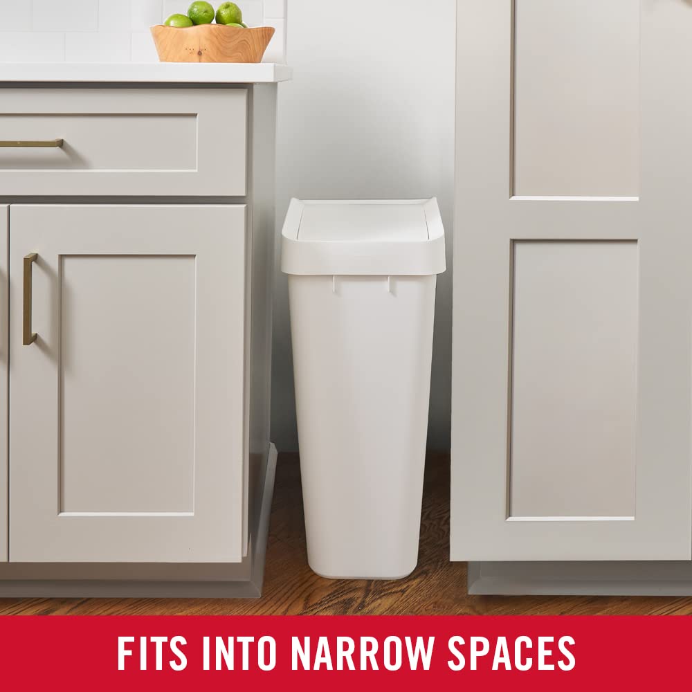 Rubbermaid in kitchen lifestyle showing discreet waste solution and style