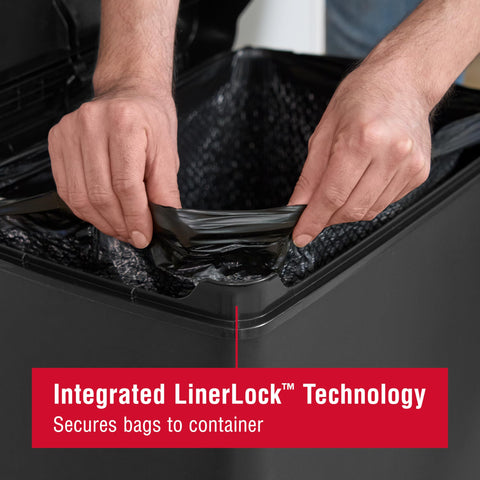 Rubbermaid lid slow-close mechanism detail highlighting quiet operation for reduced kitchen noise