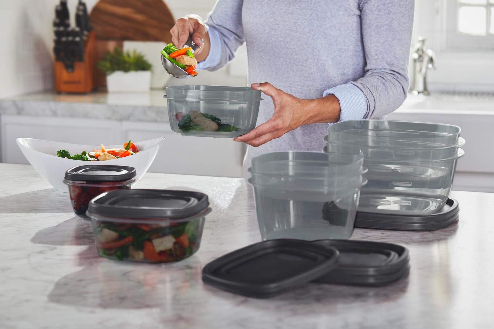 Rubbermaid set displayed on kitchen counter for tidy organization benefit